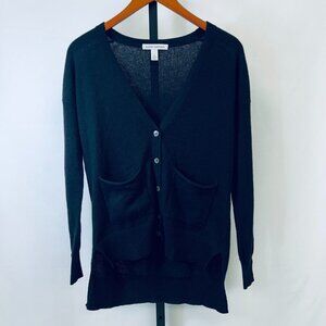 Autumn Cashmere Black High Low Cardigan Size S Button-Down Long Sleeve V-Neck